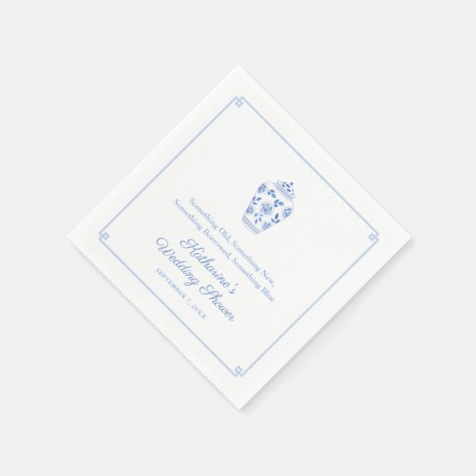 Iets blauw Chinoiserie bruiloft Vrijgezellenfeest Servet (Hoek)