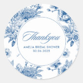 Iets blauw chinoiserie vrijgezellenfeest ronde sticker (Voorkant)