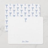 Iets blauw Coquette Bow Bridal Custom Notitiekaartje (Voorkant / Achterkant)