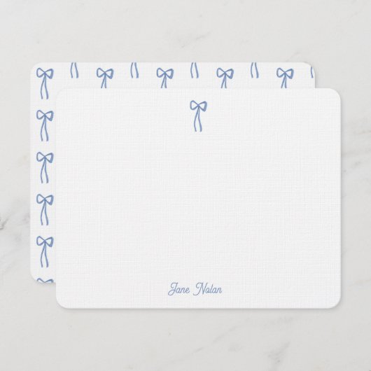 Iets blauw Coquette Bow Bridal Custom Notitiekaartje (Voorkant / Achterkant)