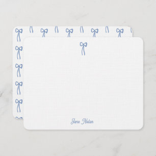 Iets blauw Coquette Bow Bridal Custom Notitiekaartje