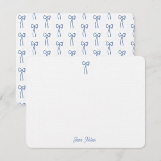 Iets blauw Coquette Bow Bridal Custom Notitiekaartje