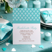 Iets blauw Damask Pattern Bachelorette Party Kaart