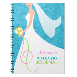 Iets blauw Damask Wedding Planner Journal Notitieboek