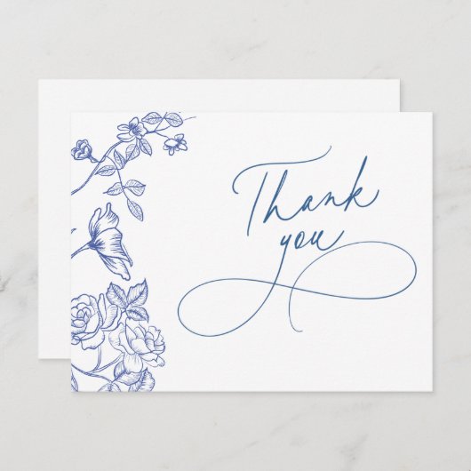 Iets blauw Dank je Kaart (Voorkant / Achterkant)