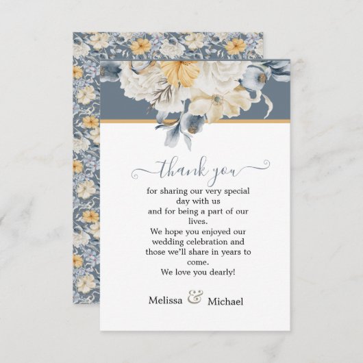 IETS BLAUW Dusky Floral Wedding Bedankkaart (Voorkant / Achterkant)