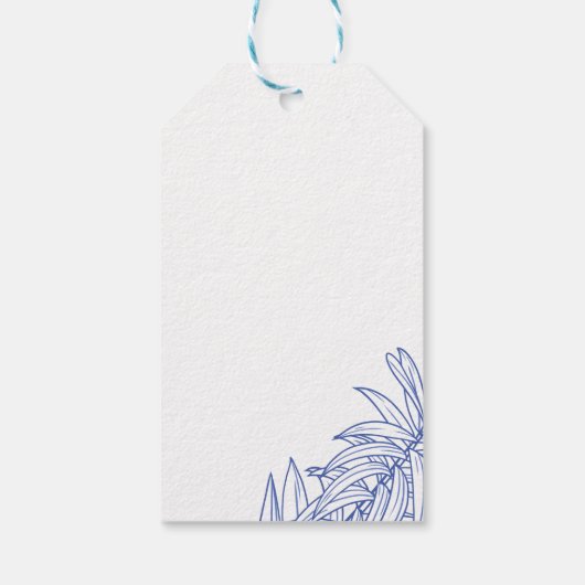 Iets blauw eenvoudig botanisch cadeaulabel (Achterkant)