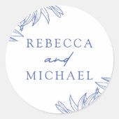 Iets blauw eenvoudig botanisch ronde sticker (Voorkant)