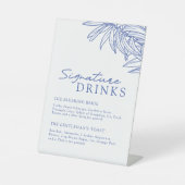 Iets blauw Eenvoudige Botanische Handtekening Drin Reclamebord Met Voetstuk (Voorkant)