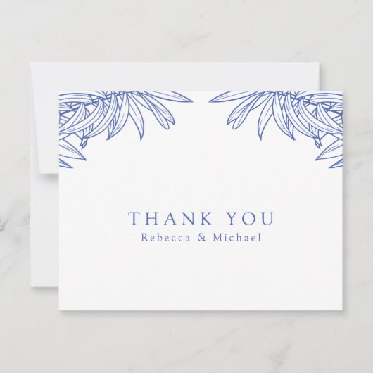 Iets blauw Eenvoudige Hand getrokken Botanische br Bedankkaart (Voorkant)