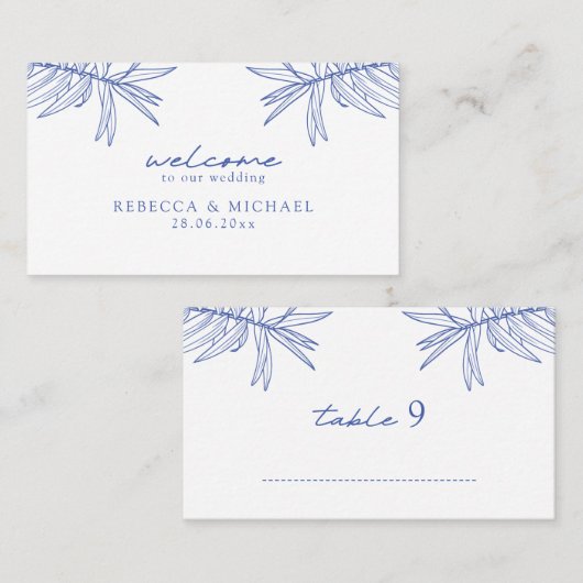 Iets blauw Eenvoudige Hand getrokken Botanische Fl Plaatskaartje (Voorkant / Achterkant)