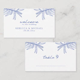 Iets blauw Eenvoudige Hand getrokken Botanische Fl Plaatskaartje