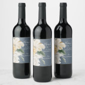 IETS BLAUW - Elegant Bloemen op Blauwe Bruiloft Wijn Etiket (Flessen)