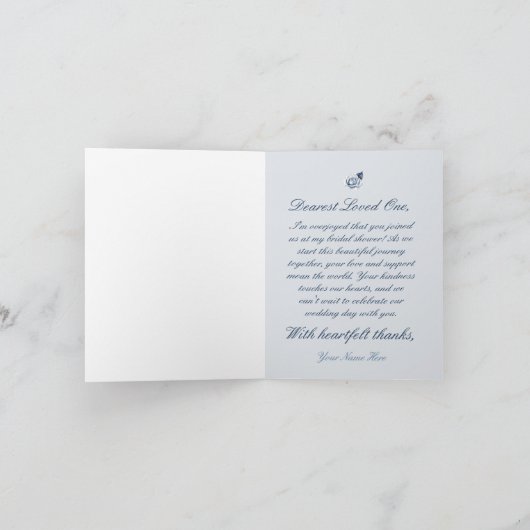 Iets blauw Elegant Blue Rozen Vrijgezellenfeest Bedankkaart (Binnen)