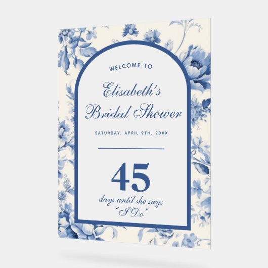 Iets blauw Elegant Chinoiserie Vrijgezellenfeest Acryl Bord (Hoek)