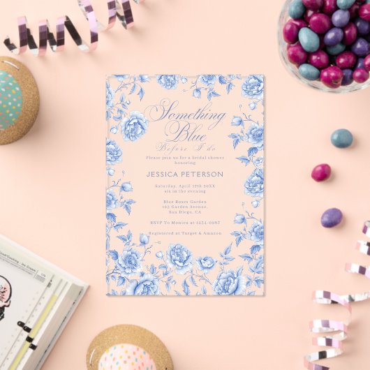 Iets blauw Elegant Chinoiserie Vrijgezellenfeest Acryl Uitnodigingen (Insitu (Viering))