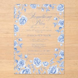 Iets blauw Elegant Chinoiserie Vrijgezellenfeest Acryl Uitnodigingen