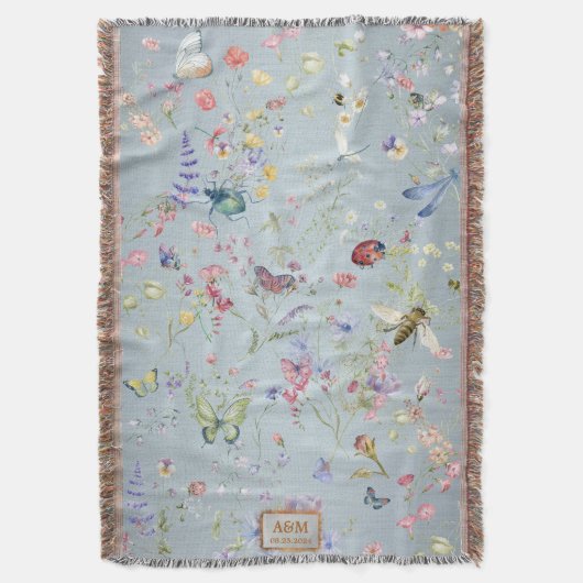 Iets blauw Elegant Wildflower bruiloft aandenken Deken (Voorkant Verticaal)