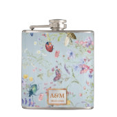 Iets blauw Elegant Wildflower bruiloft Heupfles (Voorkant)