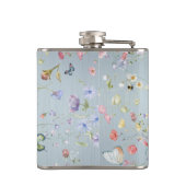 Iets blauw Elegant Wildflower bruiloft Heupfles (Achterkant)