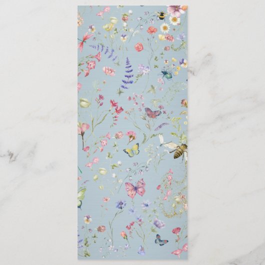 Iets Blauw Elegant Wildflower Bruiloft Menu (Achterkant)