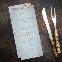 Iets Blauw Elegant Wildflower Bruiloft Menu