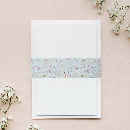 Iets blauw Elegant Wildflower bruiloft Uitnodigingen Wikkel