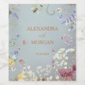 Iets blauw Elegant Wildflower bruiloft Wijn Etiket (Enkel label)