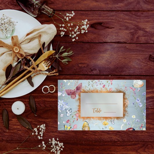 Iets blauw Elegant Wildflower Place Card Plaatskaartje
