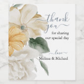 IETS BLAUW - Elegante bloemenbruiloft Wijn Etiket (Enkel label)