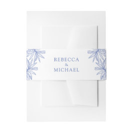 Iets blauw elegante botanische bruiloft uitnodigingen wikkel