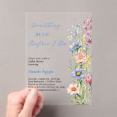 Iets blauw floraal roze helder Vrijgezellenfeest Acryl Uitnodigingen (Insitu (Draagbaar))