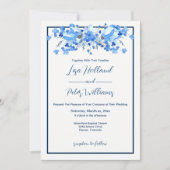 Iets blauw, Floral, huwelijksuitnodiging Kaart (Voorkant)