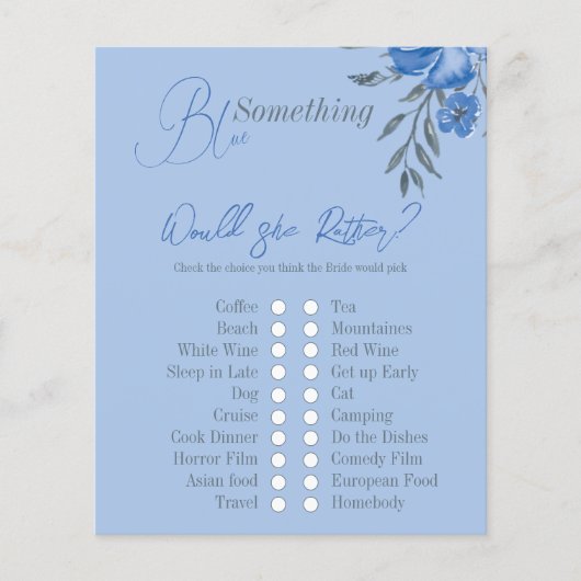 Iets blauw Floral Vrijgezellenfeest zou ze spelen (Voorkant)