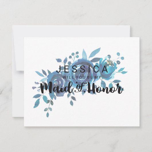 Iets blauw Floral wordt je mijn bruidsmeisje Kaart (Voorkant)