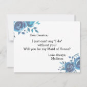 Iets blauw Floral wordt je mijn bruidsmeisje Kaart (Achterkant)