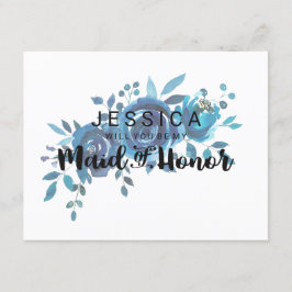 Iets blauw Floral wordt je mijn bruidsmeisje Kaart