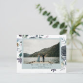 Iets blauw | Foto BRUILOFT DE DATUM OPSLAAN Aankondigingskaart (Staand voorkant)