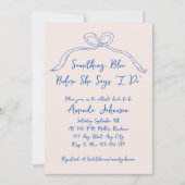 Iets blauw hand getekende boog Vrijgezellenfeest Kaart (Voorkant)