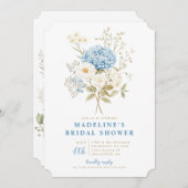 Iets blauw hortensia als bruids douche uitnodiging (Voorkant / Achterkant)