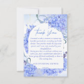 Iets blauw hortensia als elegant vrijgezellenfeest bedankkaart (Voorkant)