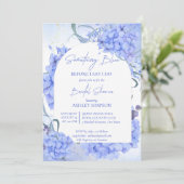 Iets blauw hortensia als elegant vrijgezellenfeest kaart (Staand voorkant)