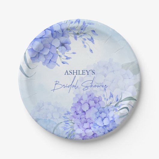 Iets blauw hortensia als elegant vrijgezellenfeest papieren bordje (Voorkant)