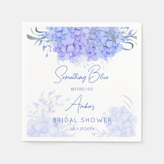 Iets blauw hortensia vrijgezellenfeest bedrukt servet (Voorkant)