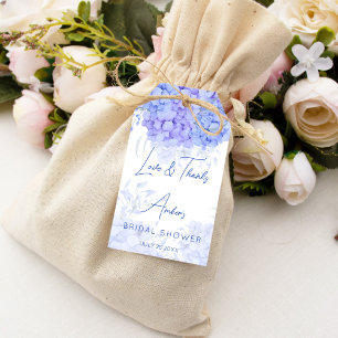Iets blauw hortensia vrijgezellenfeest gunst cadeaulabel