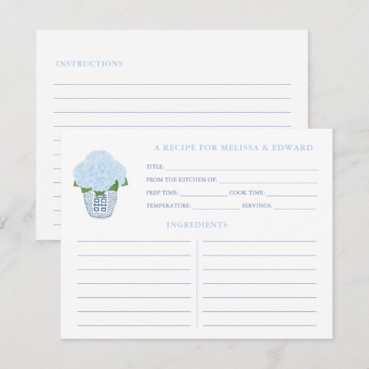 Iets blauw keuken Vrijgezellenfeest recept Kaart (Voorkant / Achterkant)