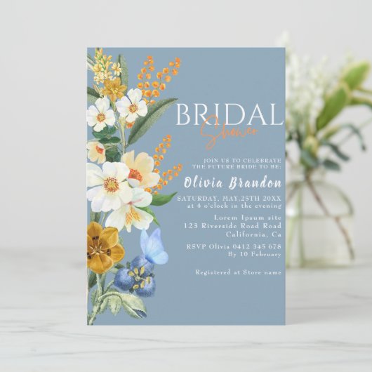 Iets blauw Lente Tuin bloeit Vrijgezellenfeest Kaart (Staand voorkant)