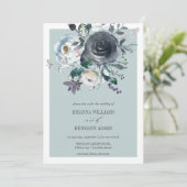 Iets blauw | Moderne botanische bruiloft Kaart (Staand voorkant)