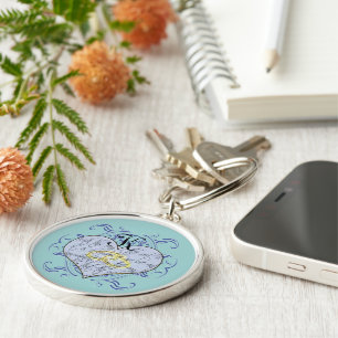 Iets blauw Monogram Trouwgelofte Hart Sleutelhanger