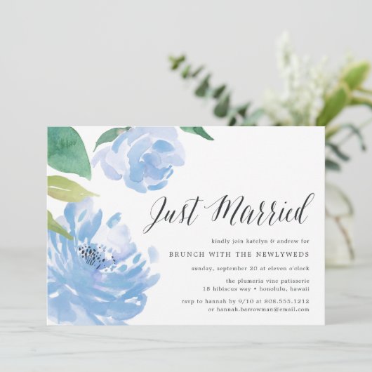 Iets blauw | Post Wedding Brunch Uitnodiging (Staand voorkant)